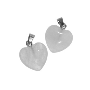 Pandantiv piatra semipretioasa cristal de stanca inima 15x17mm cu agatatoare metalica argintie 2/set