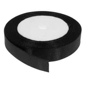 Panglica satinata neagra 15mm x 21m/rola