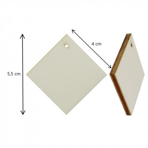 Patrat placaj natur cu gaura 4x4cm 5/set - Img 2