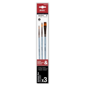 Pensula sintetica varf rotund/drept coada scurta 3/set Artix 3-7-10 PP392-01 - Img 1