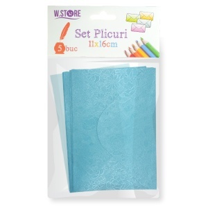 Plic 11x16cm 5/set albastru cu model floral