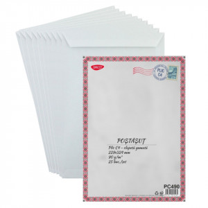Plic gumat C4 22,9x32,4cm 90g 10/set Daco alb PC490