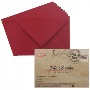 Plic gumat C6 11,4x16,2cm 120g 25/set Daco visiniu PC612B