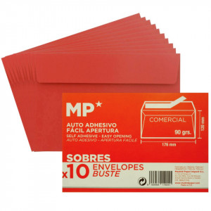 Plic rosu autoadeziv 12x17,6cm 90g 10/set MP PS005-01