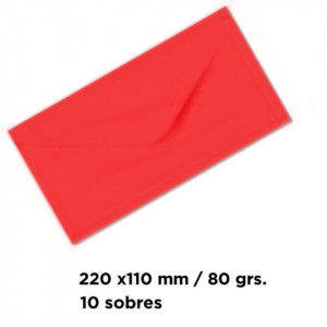 Plic rosu cu lipici 22x11cm 80g 10/set MP PS035 - Img 2