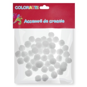 Pompon 1cm 50/set Colorarte alb A2401