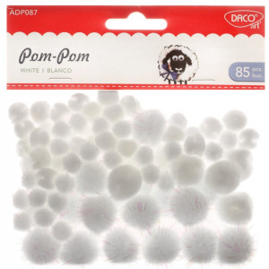 Pompon alb marimi diferite 85/set Daco AD087