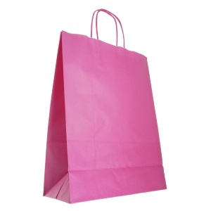 Punga hartie craft roz interior alb maner rasucit 26x12x35cm Colorarte P2919