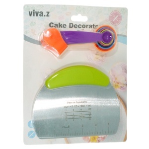 Racleta metalica pentru aluat 12x15,8cm cu 5 linguri de masurat T14102