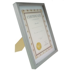 Rama foto lemn cu spate + picior poza 21x29,7cm dimensiune totala 22,5x31,5x2,5cm gri 088516