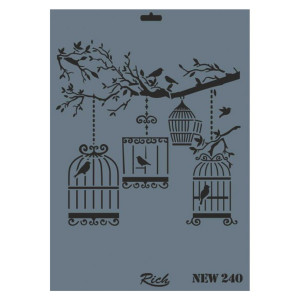 Sablon plastic Colivii si pasarele 25x35cm Rich NEW 240