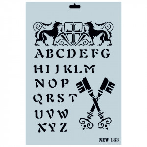 Sablon plastic litere mari/stema/cheite 25x35cm Rich NEW 183