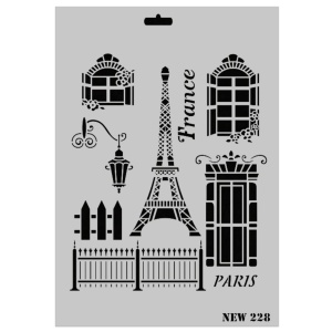 Sablon plastic Turnul Eiffel si ferestre 25x35cm Rich NEW 228
