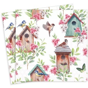 Servetel Casuta,pasari si flori 33x33cm 2/set 13320525