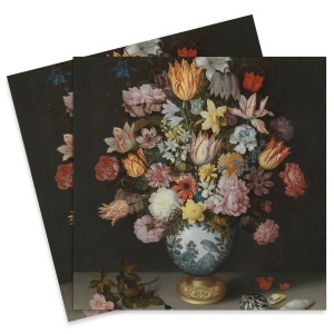Servetel Vaza flori pe fundal negru 33x33cm 2/set 13309595