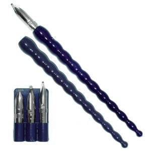 Set caligrafie 3 penite cu toc albastru inchis ARK175 - Img 2