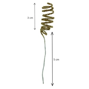 Spirala aurie cu sclipici 3cm cu tija alba 5cm 2x12 fire/buchet - Img 2