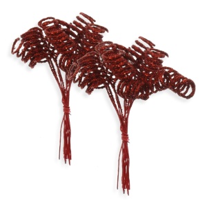 Spirala rosie cu sclipici 2cm cu tija rosie 6cm 2x12 fire/buchet