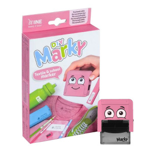 Stampila Marky roz/bleu/verde pentru textil/plastic/carton cu accesorii
