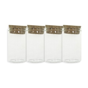 Sticluta cu dop pluta si gat larg 15ml 4,5x3cm 4/set