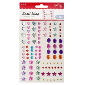 Stras adeziv rotund/oval/inima/floare/stea fatetat 0,3-1cm 100/set Daco AD205 multicolor