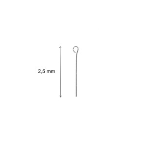 Tija argintie cu bucla 2,5x0,3mm 30g - Img 2