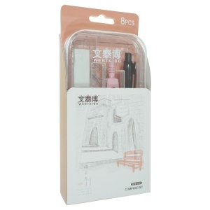 Trusa geometrie 8 piese/set mina 0,7mm WTB-2921 Wentaibo roz