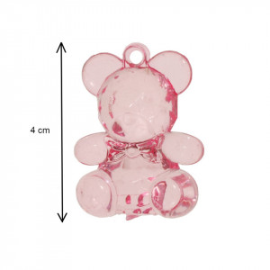 Ursulet plastic roz cu papion 4cm 4/set - Img 2