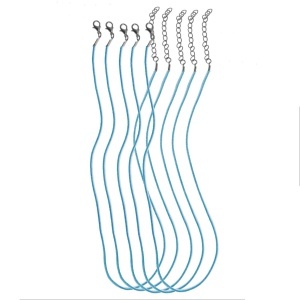 Baza colier imitatie piele 3mm x 45/50cm 5/set bleu deschis