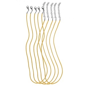 Baza colier imitatie piele 3mm x 45/50cm 5/set galben
