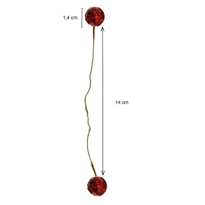 Bobite rosii cu sclipici 1,4cm si tija 14cm 2 capete 20 fire/buchet - Img 2