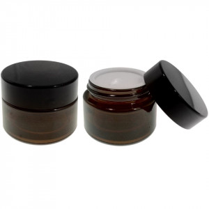 Borcan sticla maro cu contradop si capac plastic negru 30ml 5,2x3,9cm 2/set 7010909000