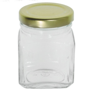 Borcan sticla patrat Liguria capac metal 80ml 5x7cm (106 TO 48CH)