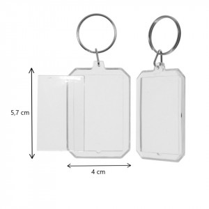 Breloc plastic dreptunghiular colturi taiate 4x5,7cm 5/set - Img 2