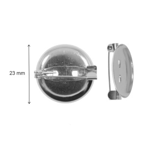 Brosa baza argintiu inchis 23mm pentru cabochon rotund 19mm 10/set - Img 2