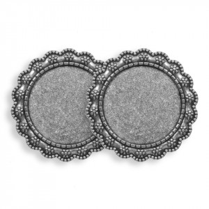 Brosa baza argintiu inchis 35mm pentru cabochon rotund 25mm 2/set B90