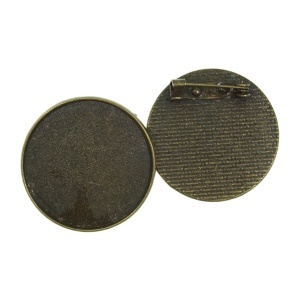 Brosa baza bronz 32mm cabochon rotund 30mm 2/set B55