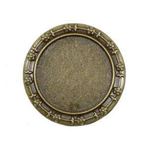 Brosa baza bronz 40mm cabochon rotund 30mm B124
