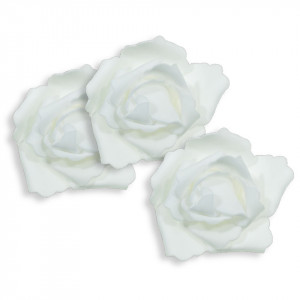 Cap trandafir carton buretat alb 6cm 3/set 108113 WH - Img 1