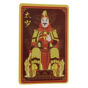Card Feng Shui plastic - Tai Sui 5,3x8,5x0,7mm bordo/multicolor
