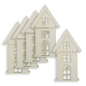 Casuta placaj decupat 4x7cm 5/set