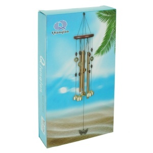 Clopotei de vant lemn cu tuburi din metal 58cm auriu/argintiu CP12 - Img 2