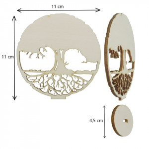 Copacul vietii placaj radacina filigranata 11cm cu suport oval 9x4,5cm - Img 2