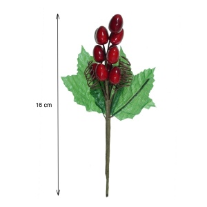 Crenguta frunze verzi si coarne de padure rosii 16cm - Img 2