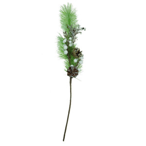 Crenguta pin cu bobite albe/negre si conuri 57cm