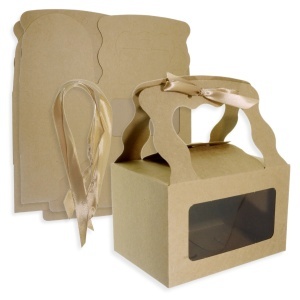 Cutie carton craft cu maner si fereastra acetofan 9,5x10,5x15cm 3/set CUH-RECWAVRIB1510kra