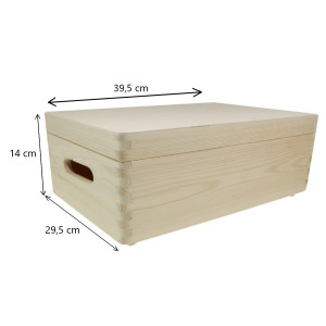 Cutie lemn dreptunghiulara cu manere decupate si picioare 39,5x29,5x14cm SD140A - Img 2