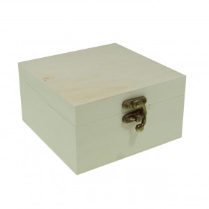 Cutie lemn patrata cu inchizatoare carlig 12,5x12,5x7cm 88028-02