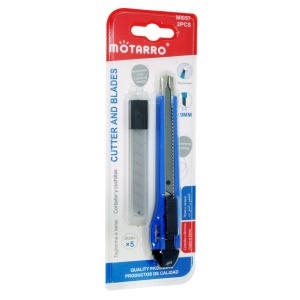 Cutter retractabil latime 0,9cm cu 5 lame de rezerva albastru MI057