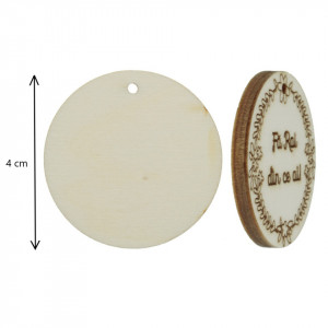 Disc placaj natur pirogravat inscriptie Fa Rai din ce ai!, cu gaura 4cm 4/set - Img 2